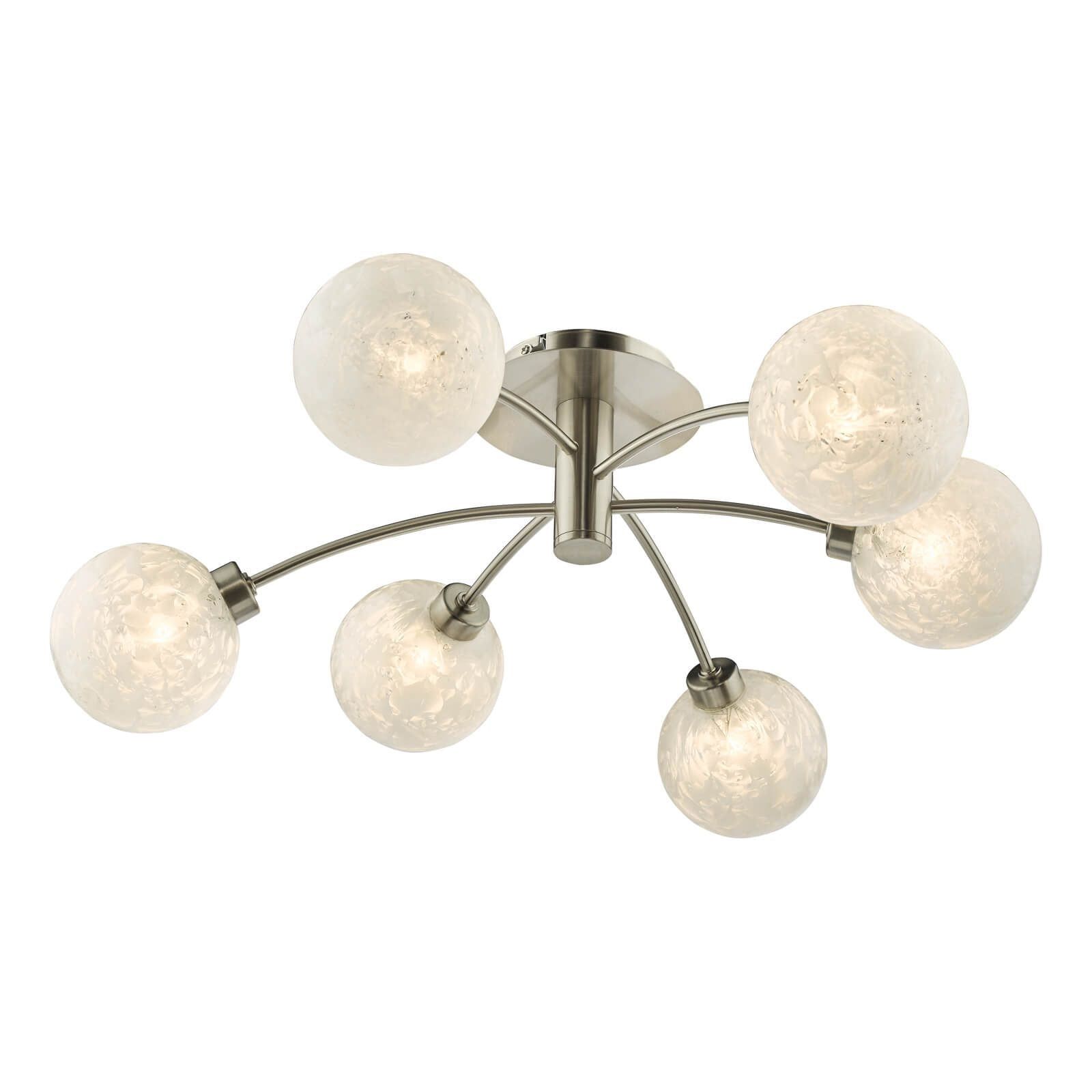 Dar Avari 6Lt Semi Flush - Satin Nickel Frosted Glass Finish, IP20