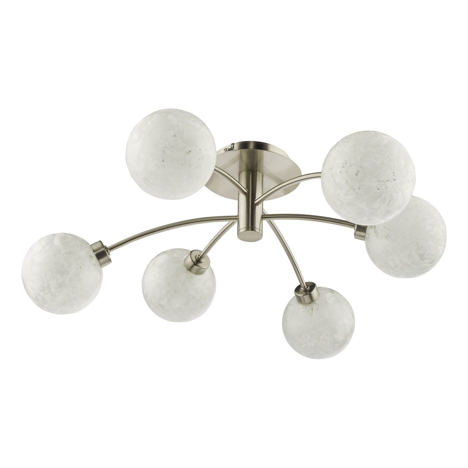 Dar Avari 6Lt Semi Flush - Satin Nickel Frosted Glass Finish, IP20