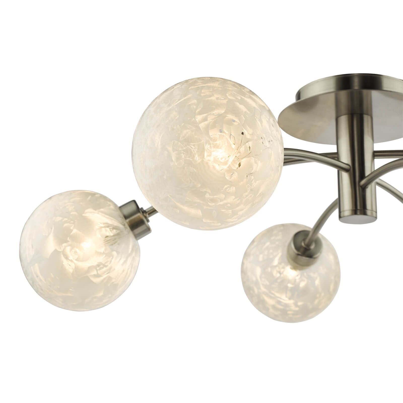 Dar Avari 6Lt Semi Flush - Satin Nickel Frosted Glass Finish, IP20