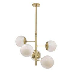 Dar Bombazine 5lt Fitting Natural Brass & Opal Glass - Cusack Lighting