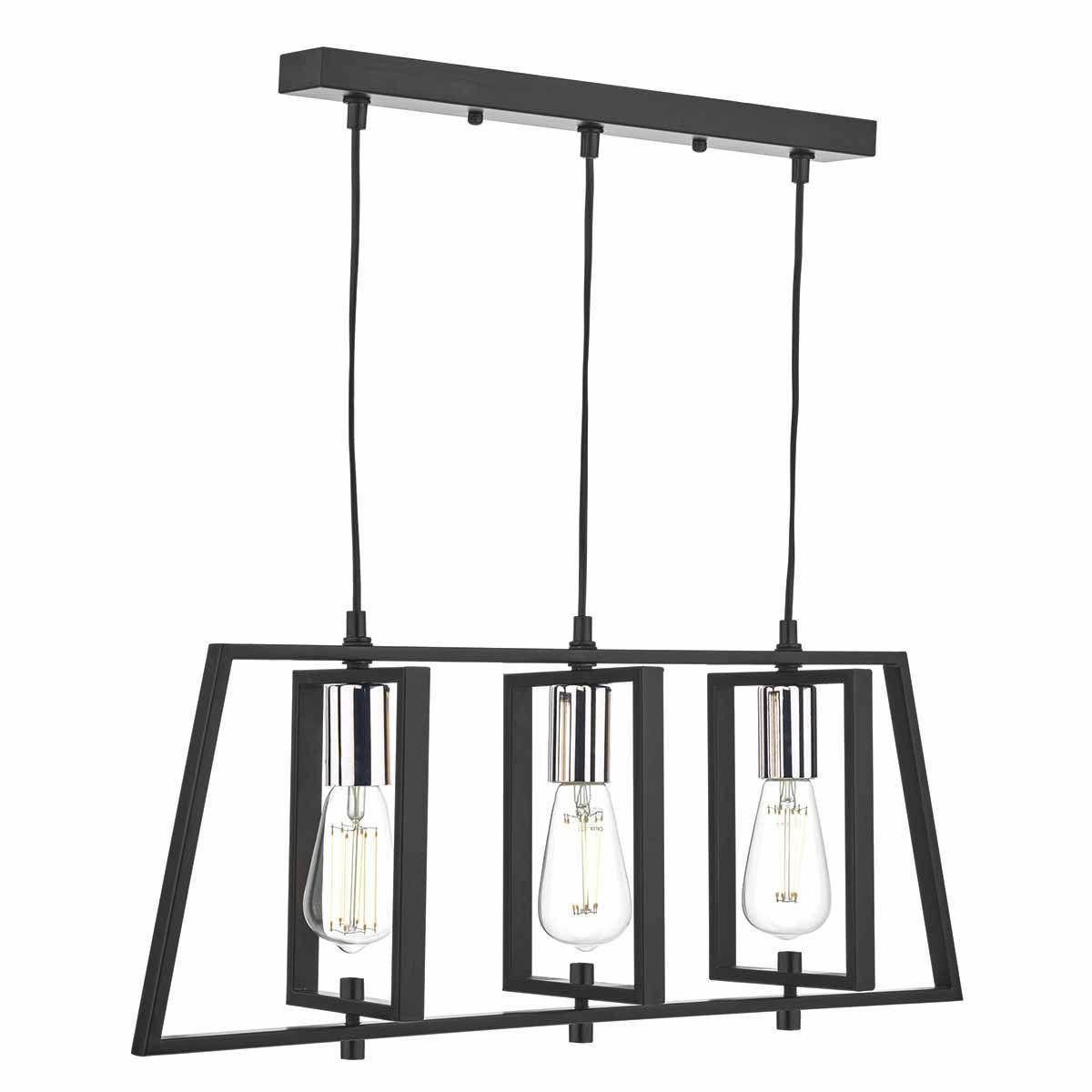 Dar Dax 3lt Bar Fitting Black & Polished Chrome - Cusack Lighting