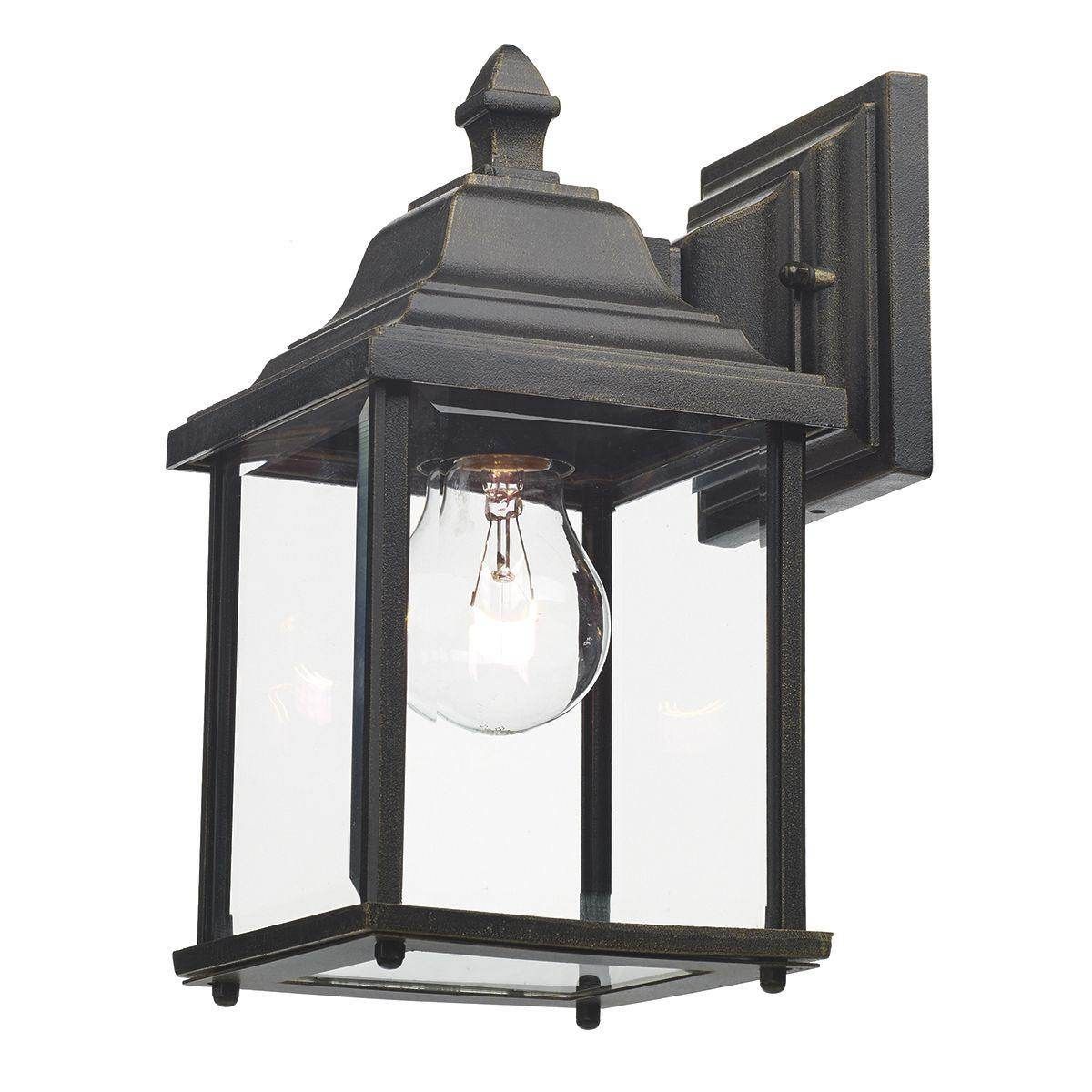 Dar Doyle Wall Bracket Lantern Black Gold IP44 - Cusack Lighting