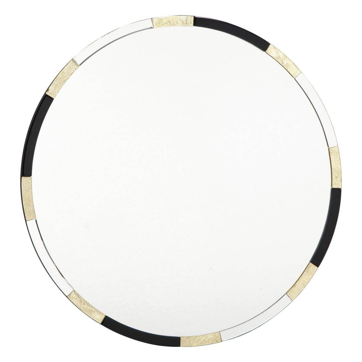 Dar Gadany Round Gold Leaf And Black Glass Mirror - Cusack Lighting