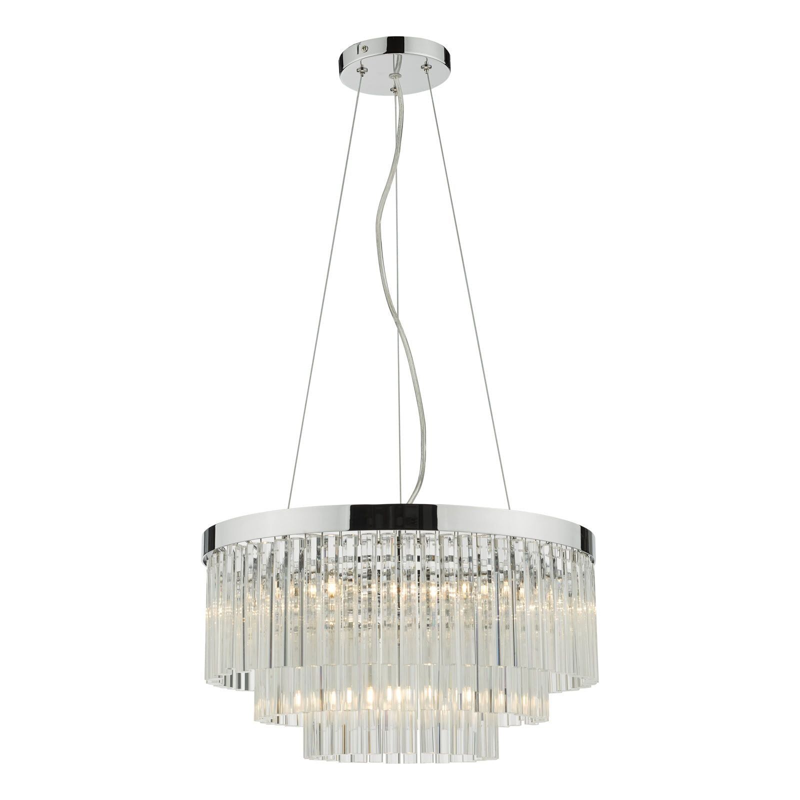 Dar Giovana 5 Light Pendant Polished Chrome Clear Glass - Cusack Lighting