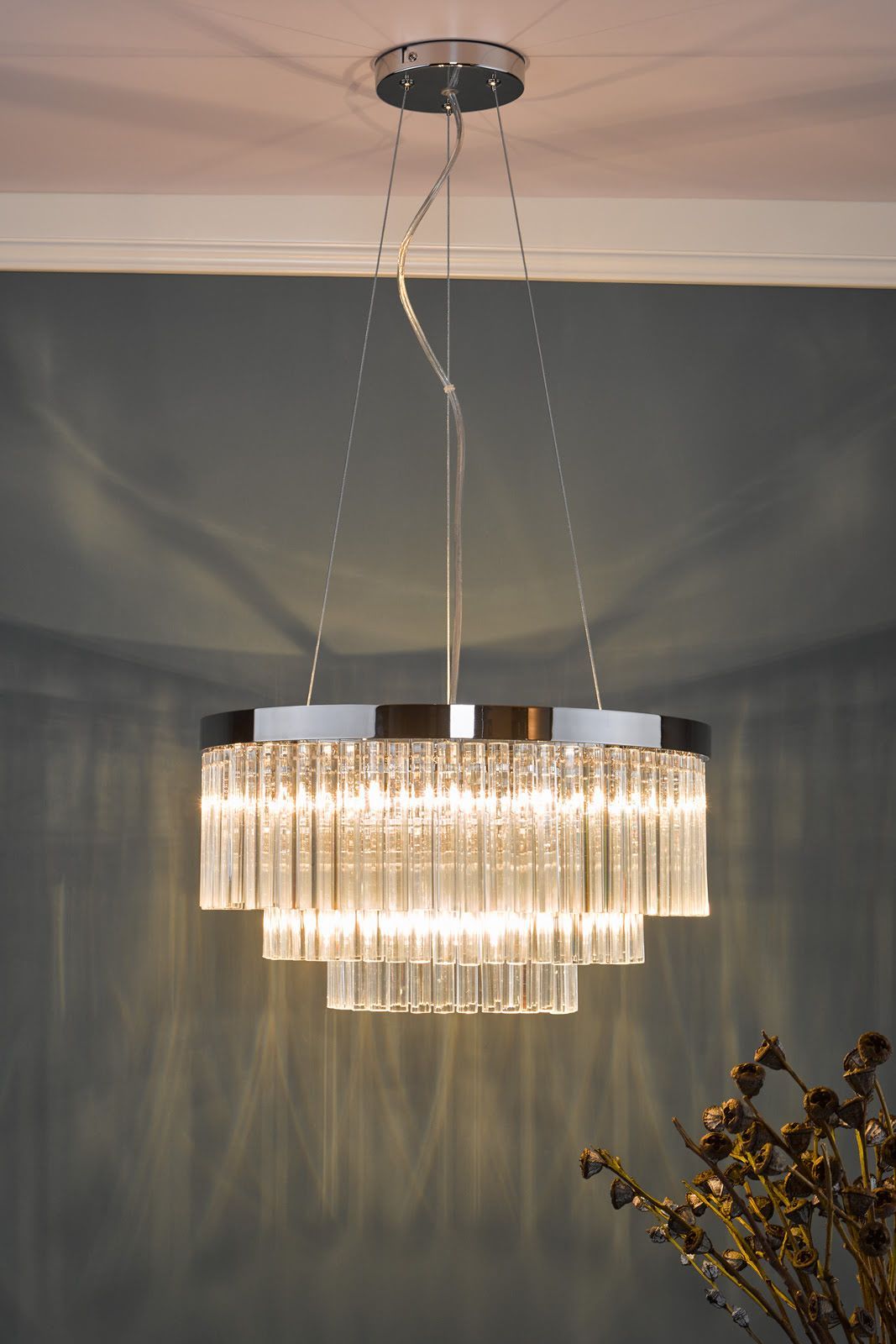 Dar Giovana 5 Light Pendant Polished Chrome Clear Glass - Cusack Lighting