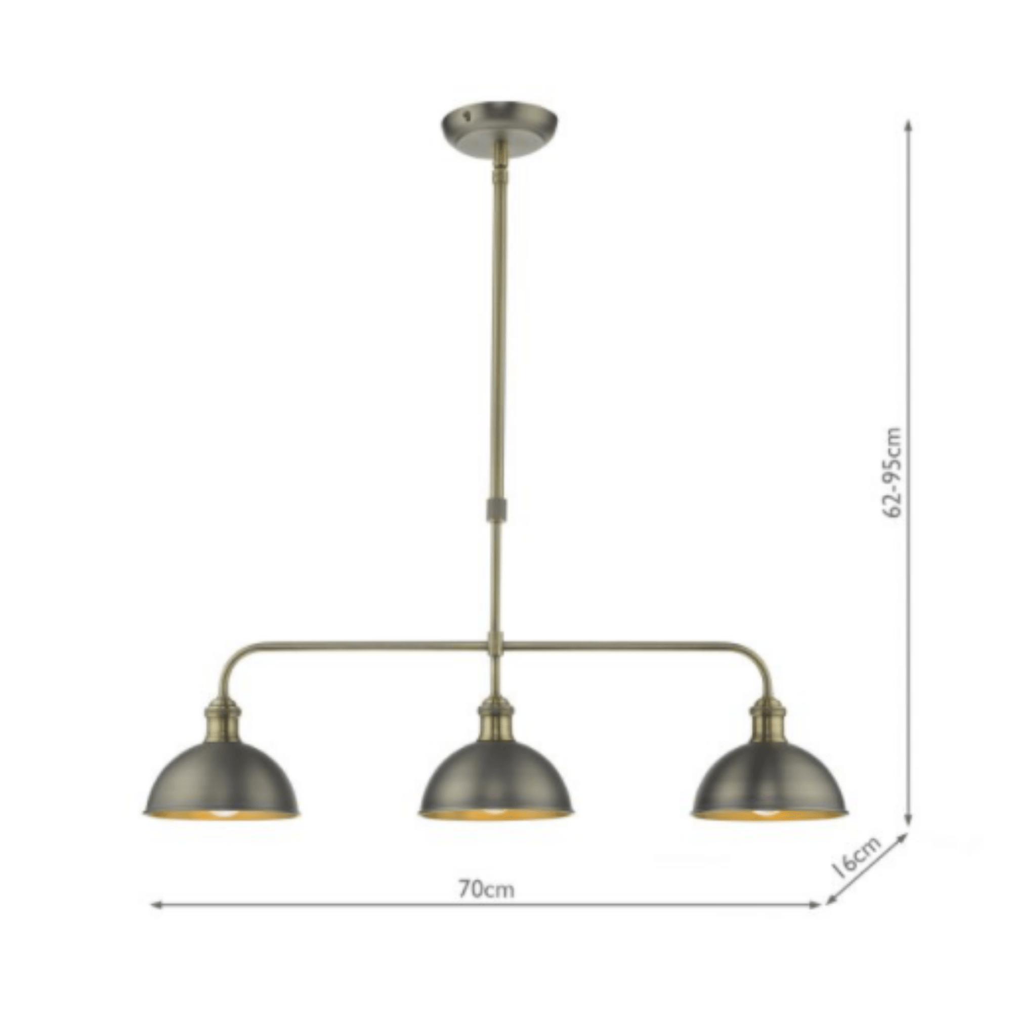 Governor 3 Light Bar Antique Chrome Antique Brass - Cusack Lighting