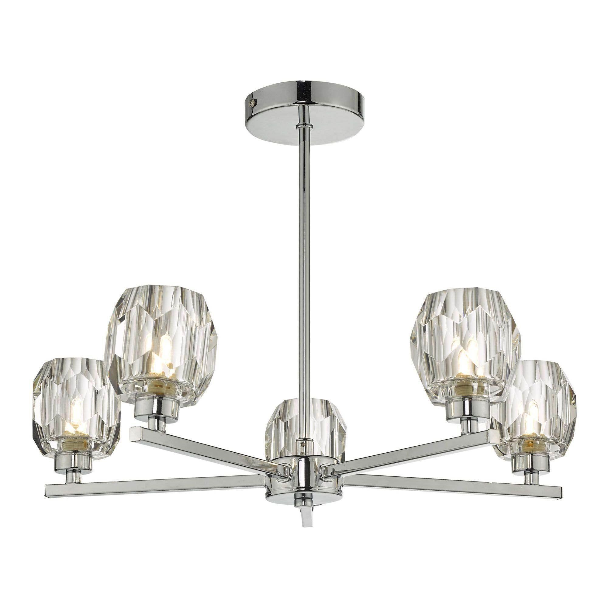 Dar Idina 5 Light Semi Flush Polished Chrome - Cusack Lighting
