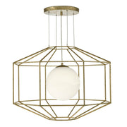 Dar Izmir 1 Light Fitting Hexagonal Old Gold Frame Opal Glass - Cusack Lighting