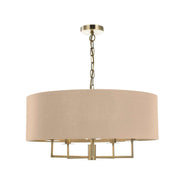 Dar Jamelia 3 Arm Hanging Shade Ceiling Lights - Antique Brass & Taupe Shade Finsish IP20
