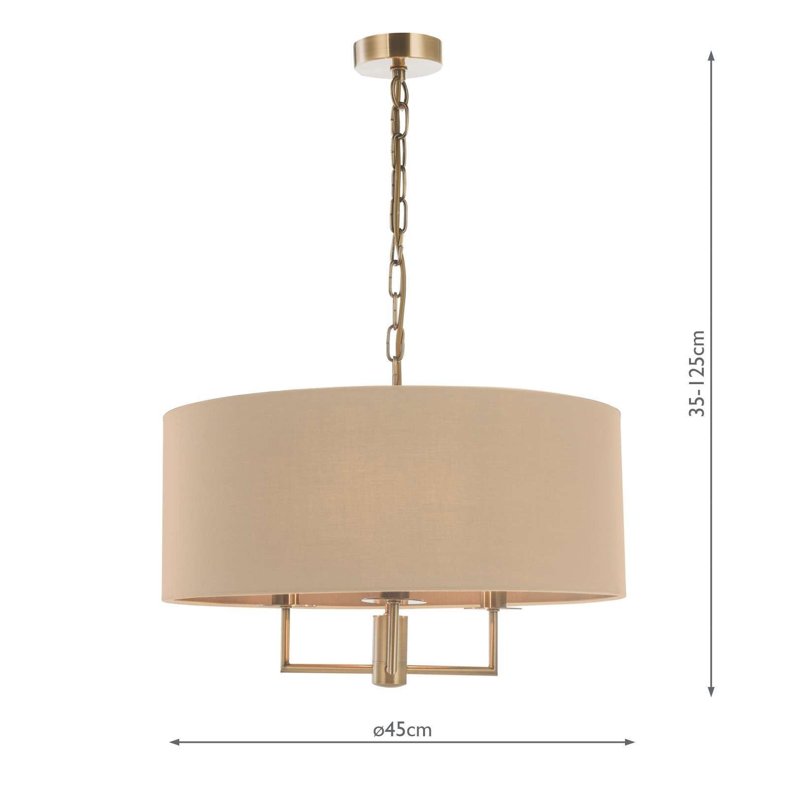 Dar Jamelia 5 Arm Hanging Shade Ceiling Lights - Antique Brass & Taupe Shade Finsish IP20