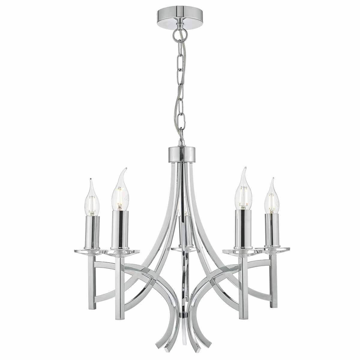 Dar Lyon 5 Light Fitting Polished Chrome & Crystal - Cusack Lighting