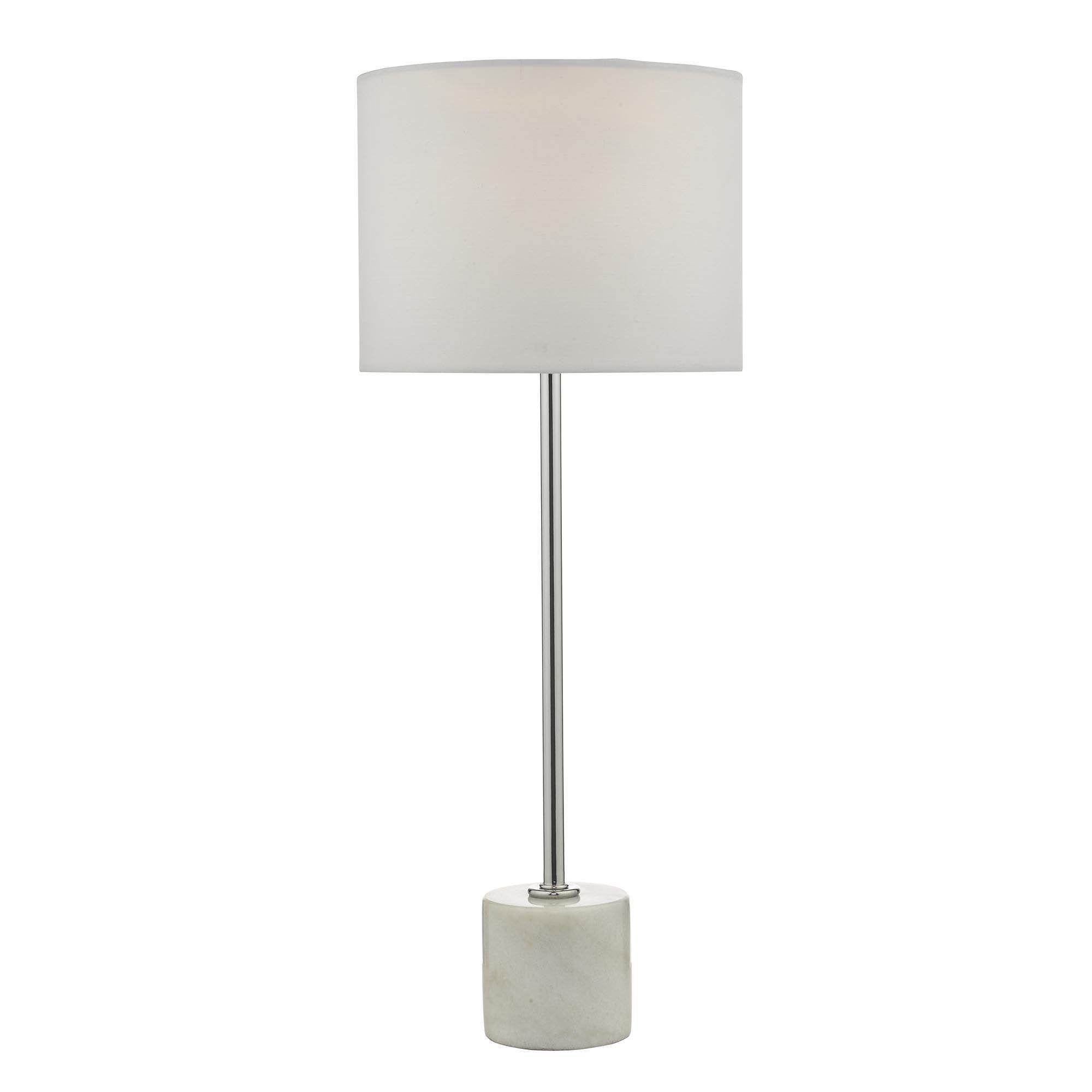 Dar Misu Table Lamp White & Grey Marble With Shade - Cusack Lighting