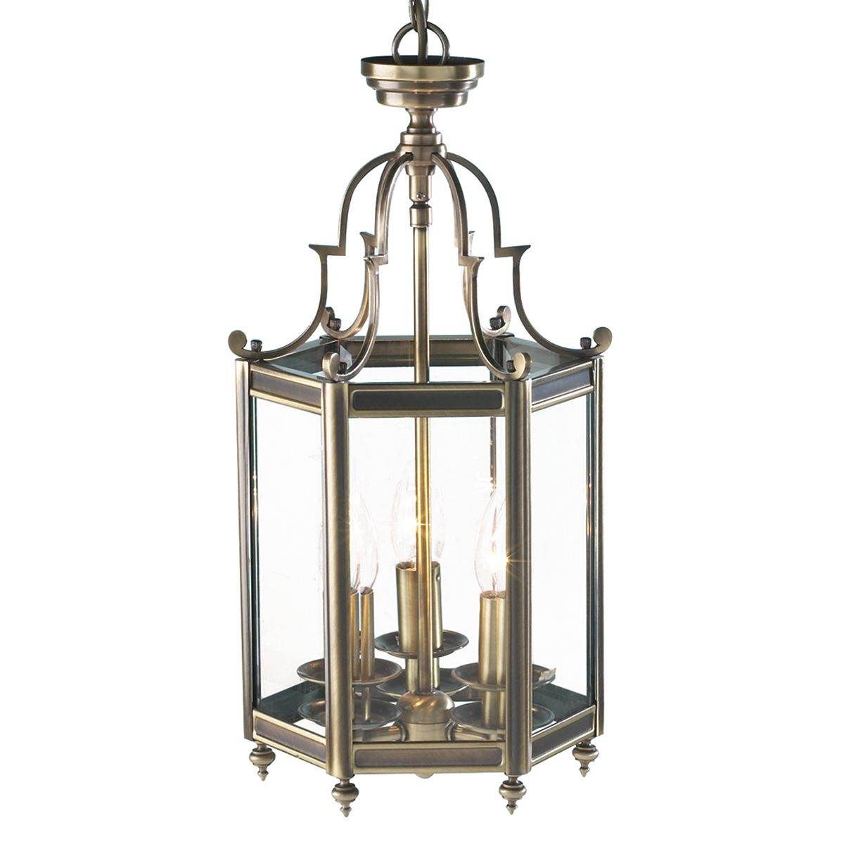 Dar Moorgate Hexagonal Hall Lantern Dual Mount Antique Brass - Cusack Lighting