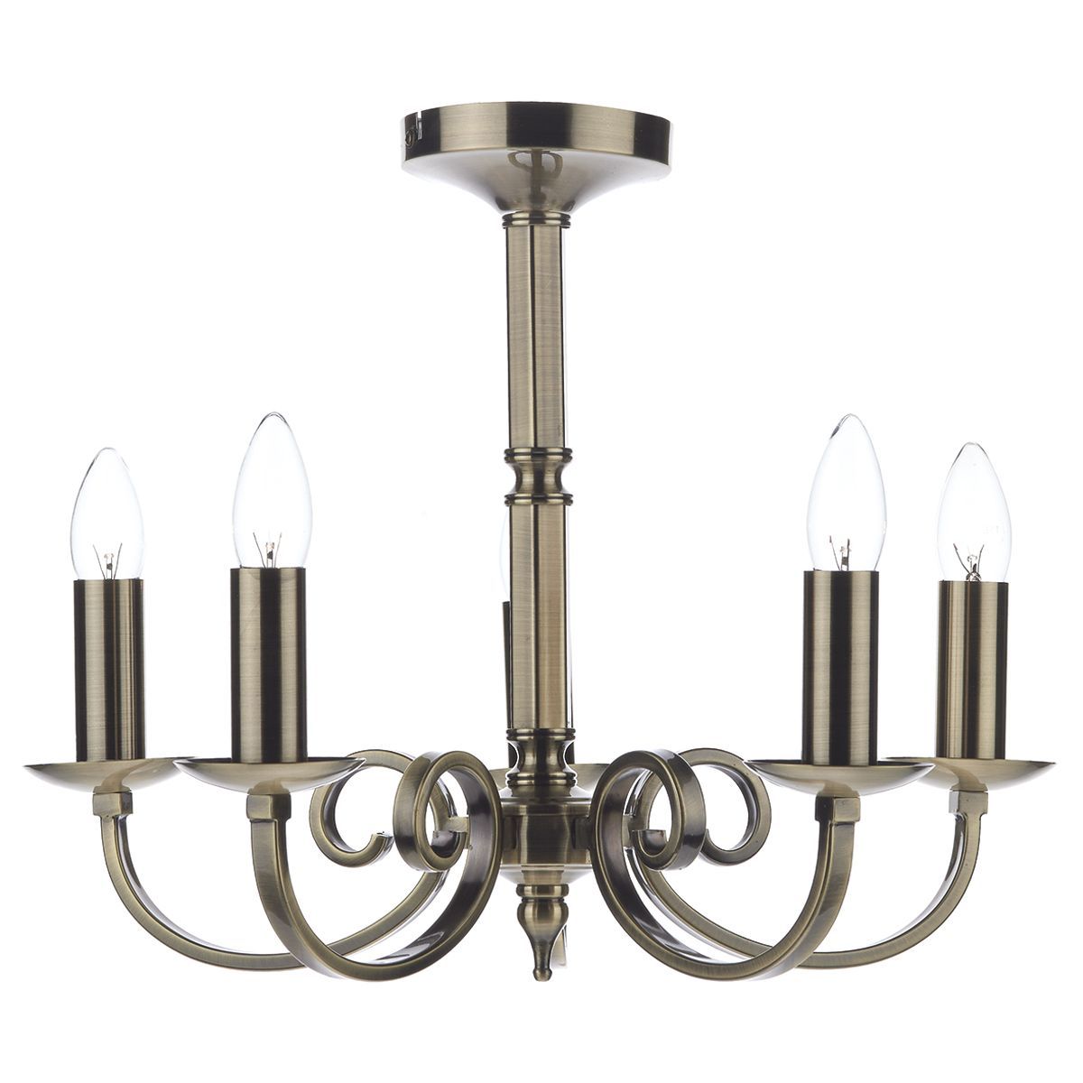 Dar Murray 5Lt Centre Ceiling Light - Antique Brass IP20