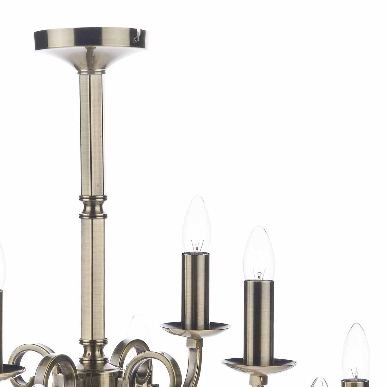 Dar Murray 12Lt Centre Ceiling Light - Antique Brass IP20