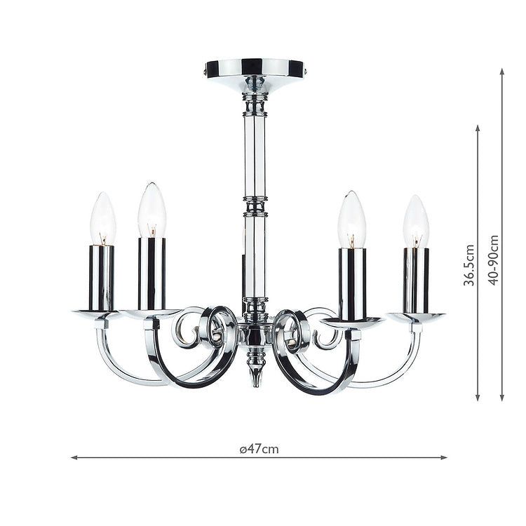 Dar Murray 5Lt Centre Ceiling Light - Polished Chrome IP20