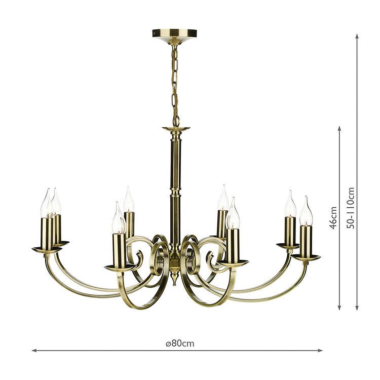 Dar Murray 8Lt Centre Ceiling Light - Antique Brass IP20