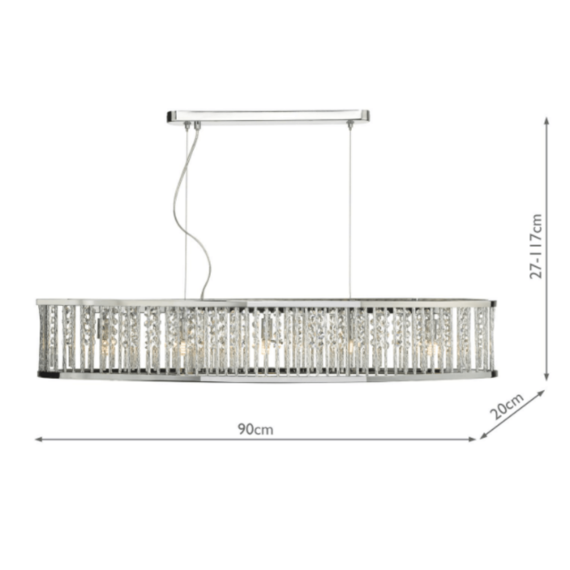 Dar Nantes 5 Light Bar Pendant Polished Chrome Aluminium - Cusack Lighting