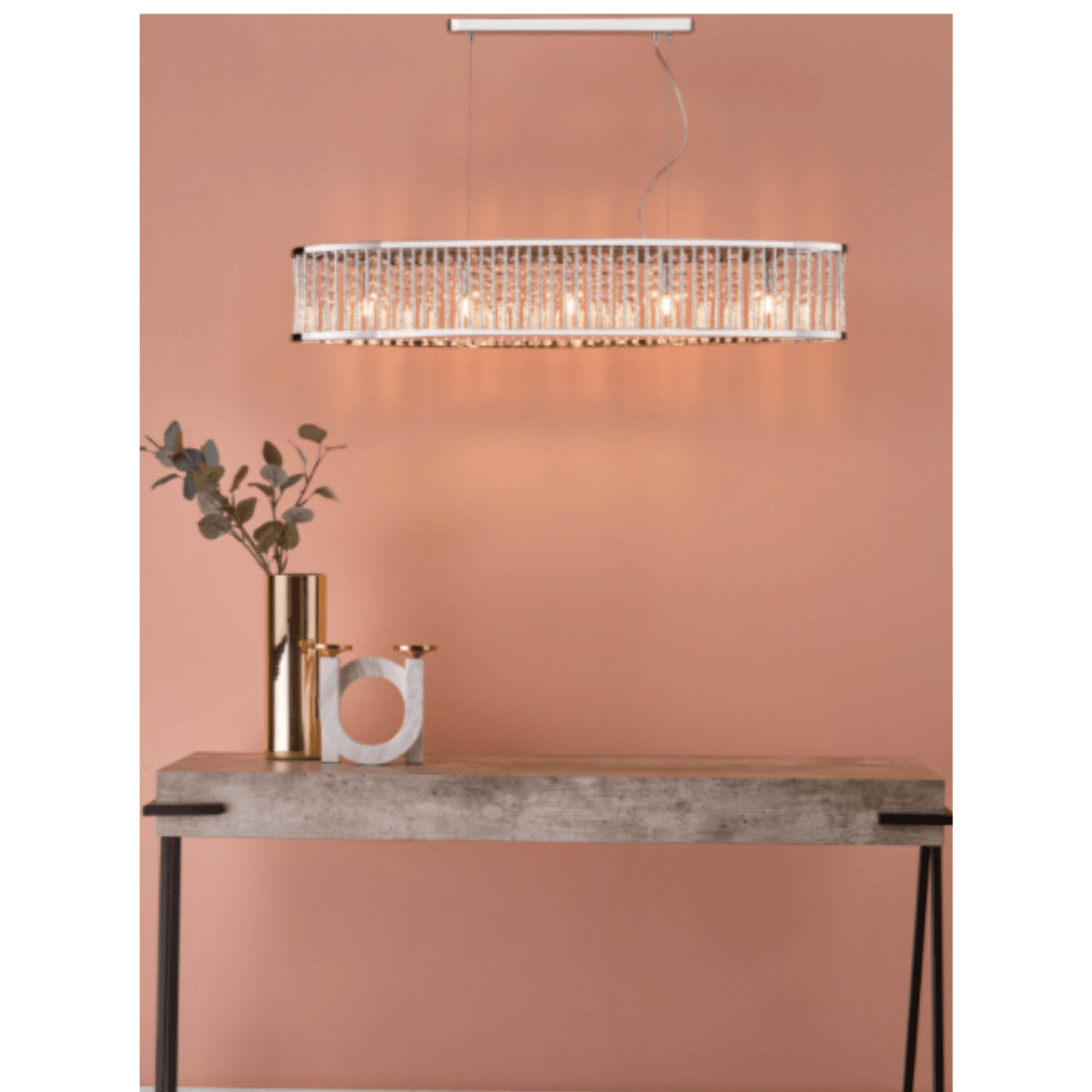 Dar Nantes 5 Light Bar Pendant Polished Chrome Aluminium - Cusack Lighting