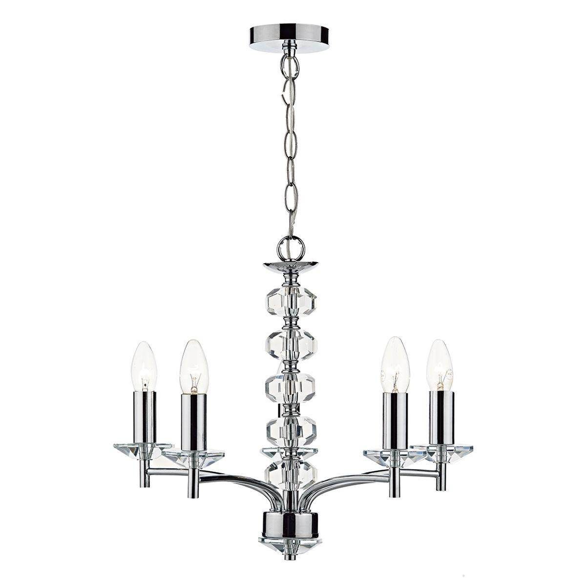 Dar Oleana 5 Light Fitting Polished Chrome Crystal - Cusack Lighting