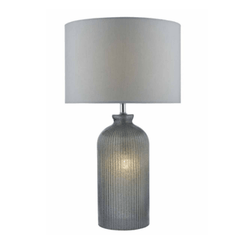 Pamplona Table Lamp Grey C/W Grey Faux Silk Shade - Cusack Lighting