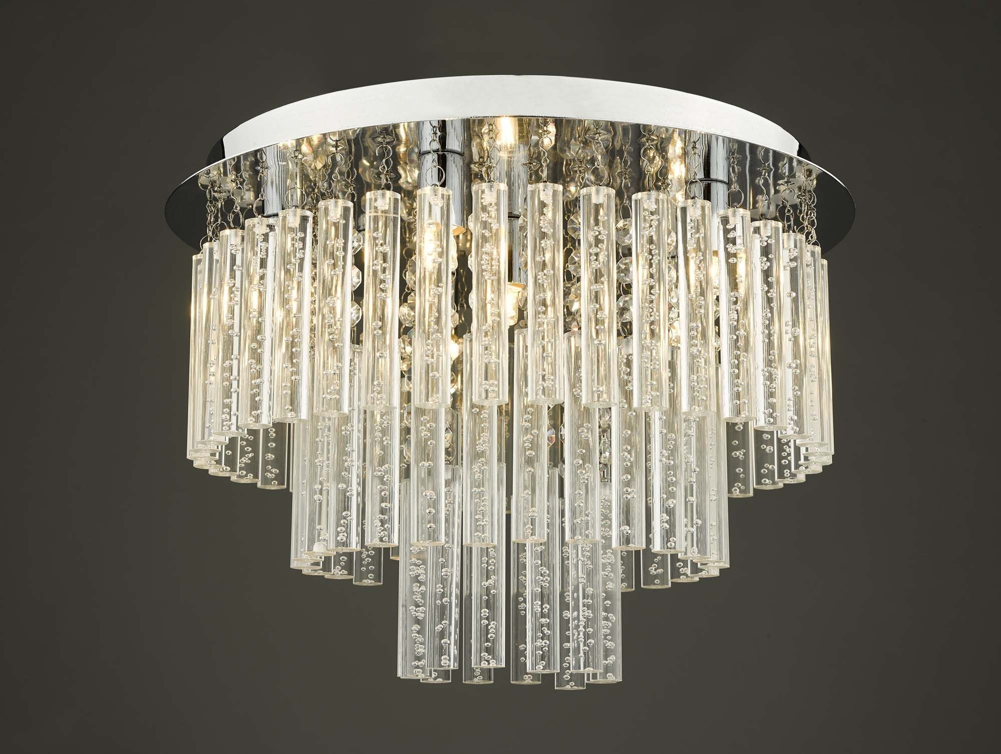 Dar Paulita 5 Light Flush Polished Chrome And Clear Glass IP44 - Cusack Lighting