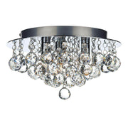 Dar Pluto 3 Light Flush Polished Chrome/Crystal Glass Droppers - Cusack Lighting