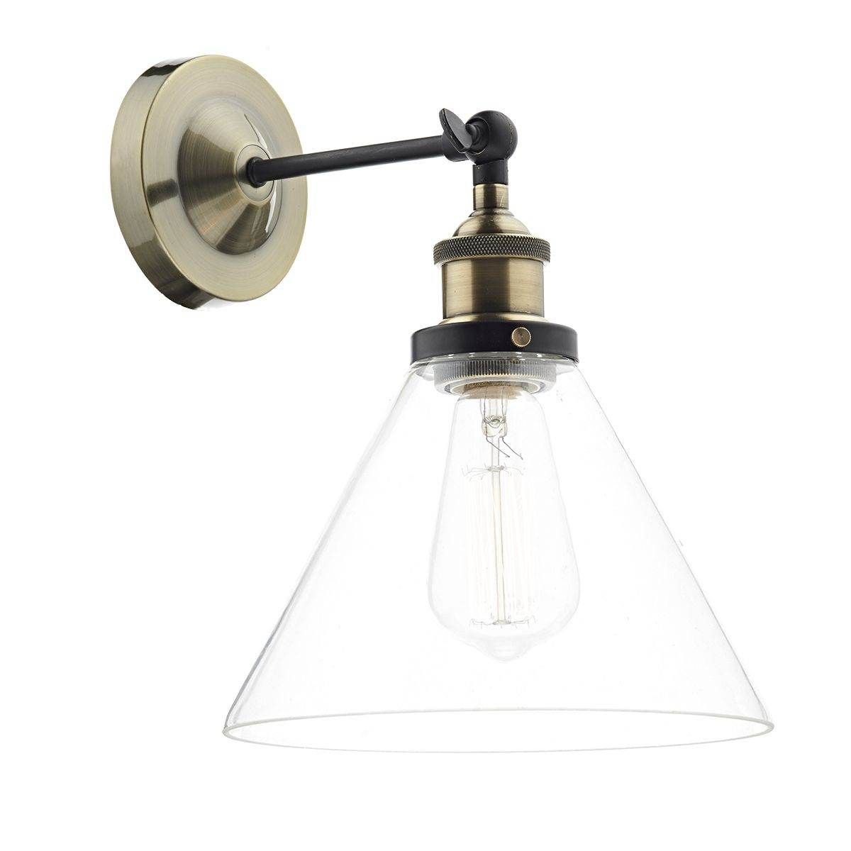 Dar Ray 1 Light Wall Bracket Antique Brass/Clear - Cusack Lighting