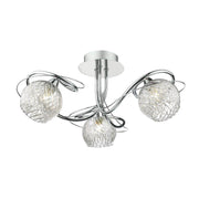 Dar Rehan 3 Light Semi Flush Decorative Glass Polished Chrome Frame - Cusack Lighting
