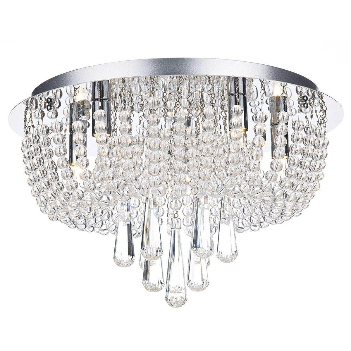 Dar Saigon 5 Light Flush Polished Chrome / Clear - Cusack Lighting