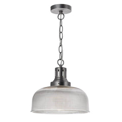 Dar Tack 1 Light Glass Pendant Industrial Nickel - Cusack Lighting