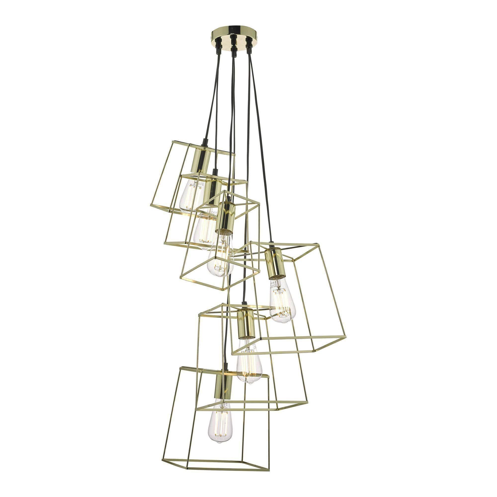 Dar Tower 6lt Cluster Pendant Black & Polished Chrome/Gold/Matt Black & Copper