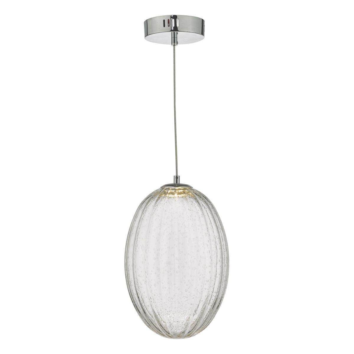 Dar Tyona Pendant Glass & Polished Chrome LED - Cusack Lighting