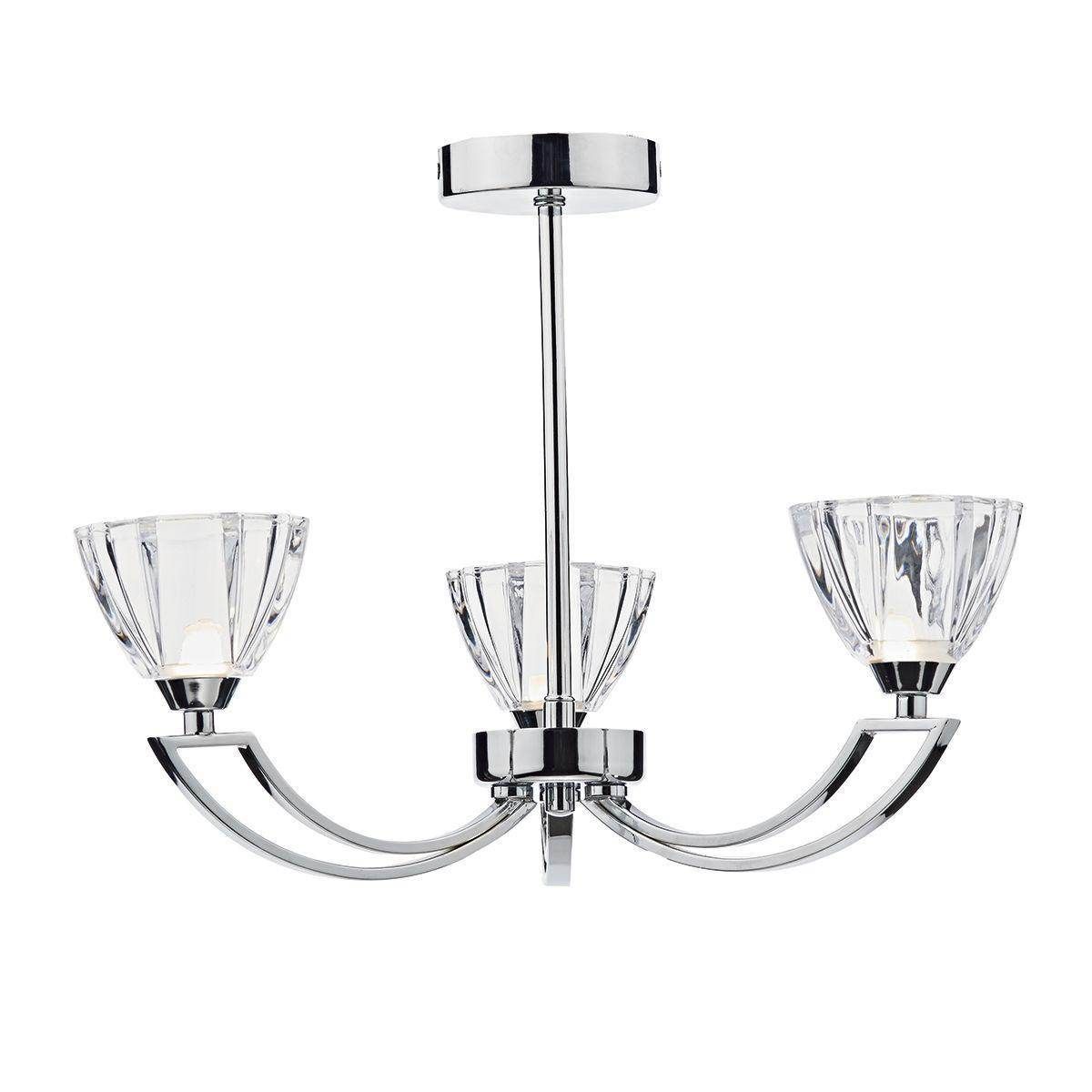 Dar Vito 3 Light Semi Flush Polished Chrome - Cusack Lighting