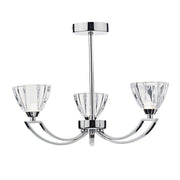 Dar Vito 3 Light Semi Flush Polished Chrome - Cusack Lighting