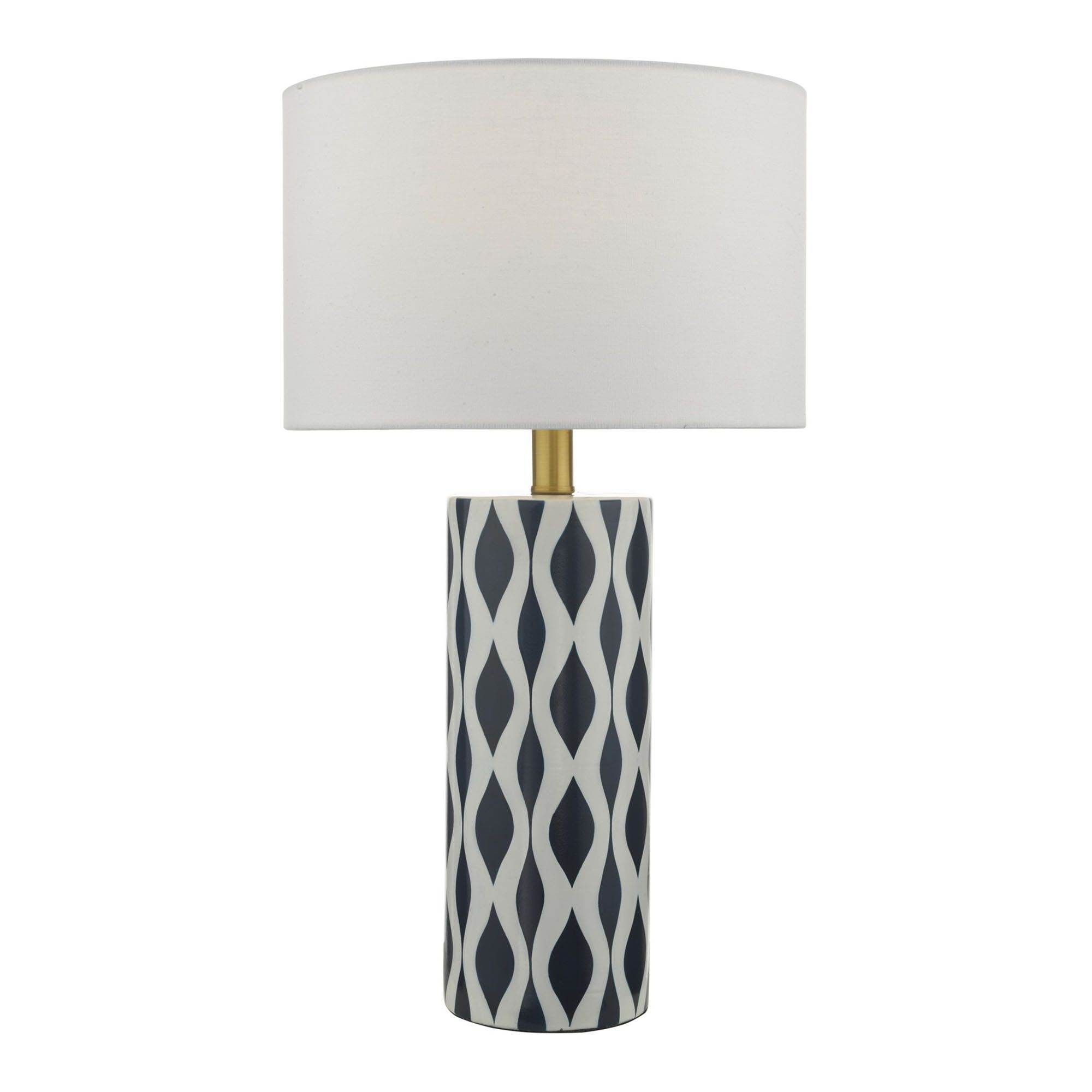 Dar Weylin Table Lamp Blue And White Ceramic With Shade - Cusack Lighting