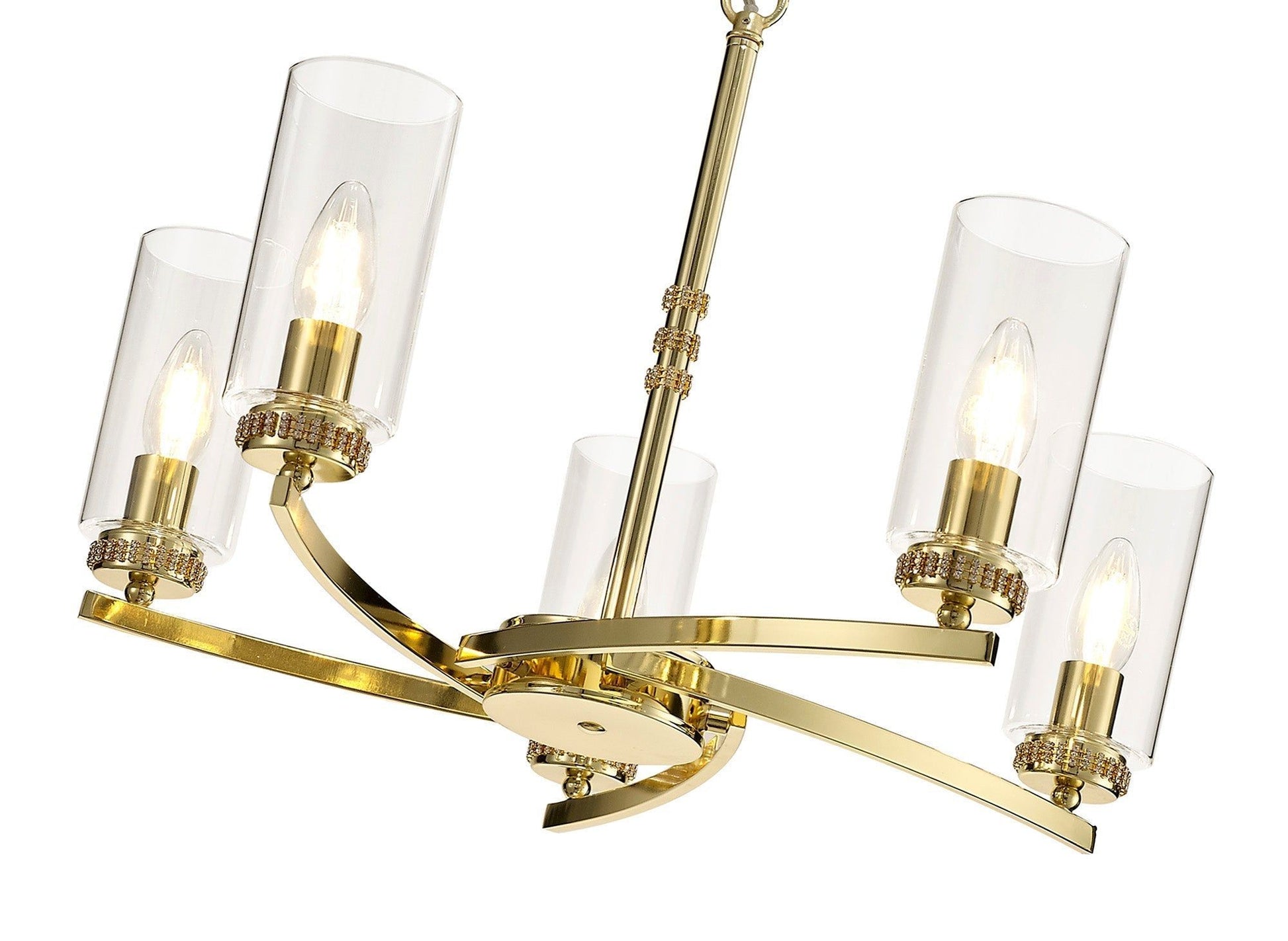Deck Pendant/Semi Ceiling, 5 x E14, Antique Brass, Polished Nickel, Polished Gold 