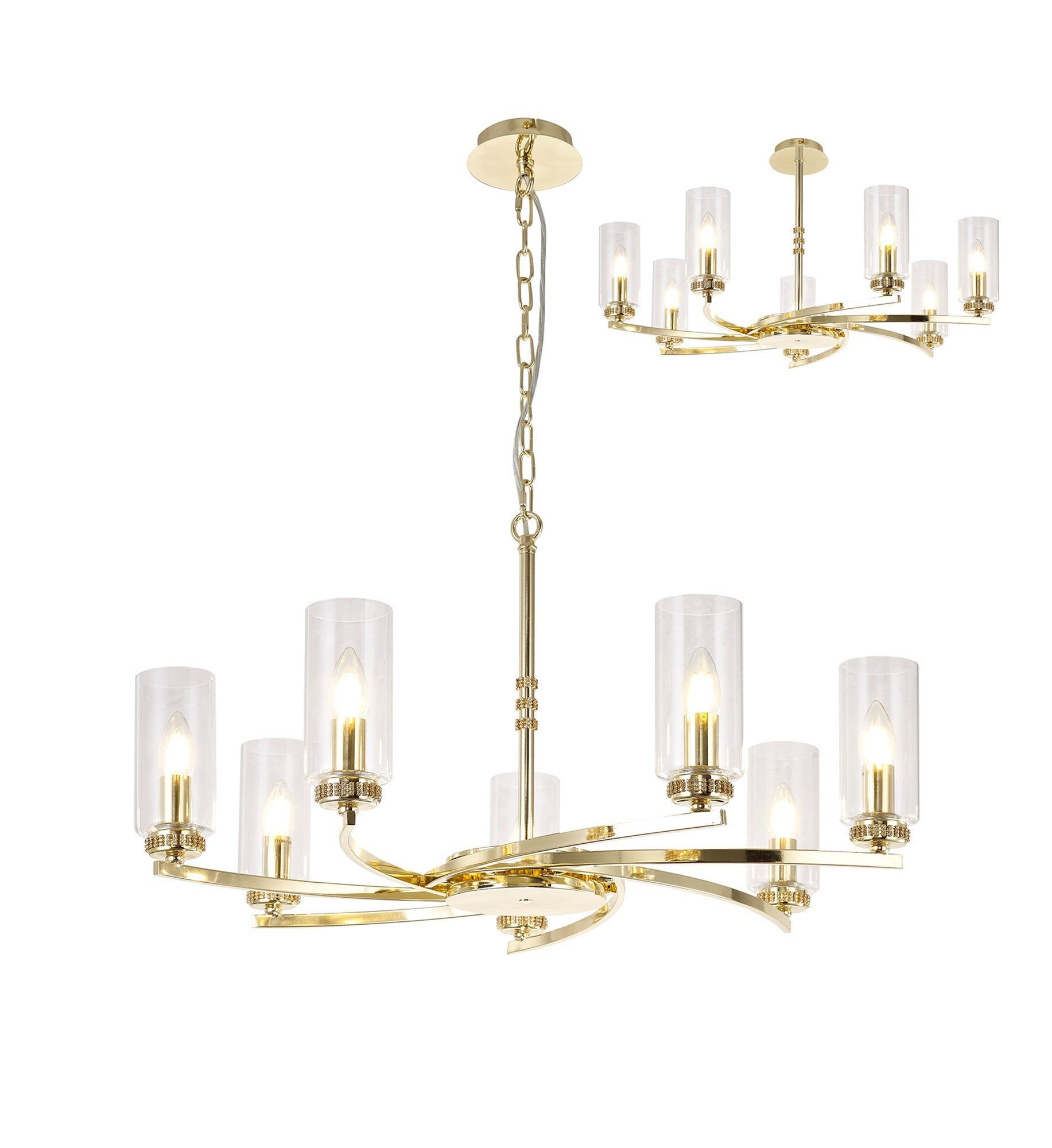 Deck Pendant/Semi Ceiling, 7 x E14, Antique Brass, Polished Nickel, Polished Gold