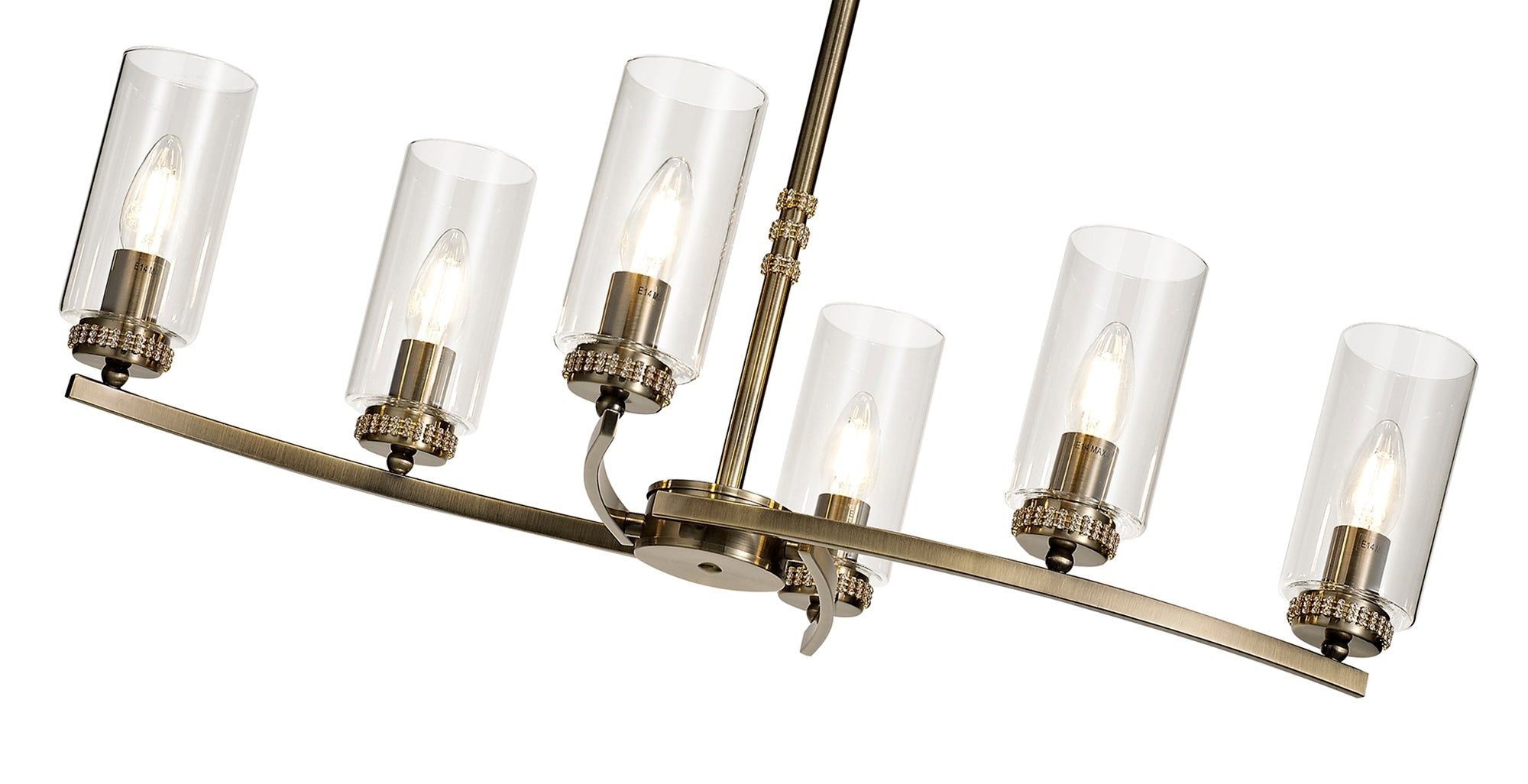Deck Rectangular Pendant/Semi Ceiling, 6 x E14, Antique Brass, Polished Nickel, Polished Gold