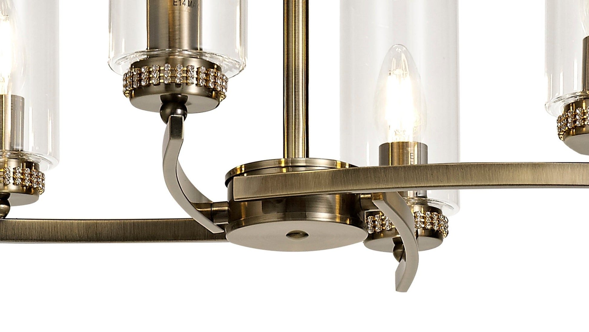 Deck Rectangular Pendant/Semi Ceiling, 6 x E14, Antique Brass, Polished Nickel, Polished Gold