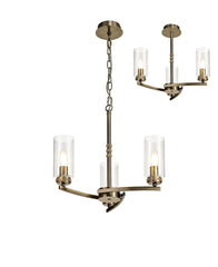 Deck Pendant/Semi Ceiling, 3 x E14, Antique Brass, Polished Gold, Polished Nickel