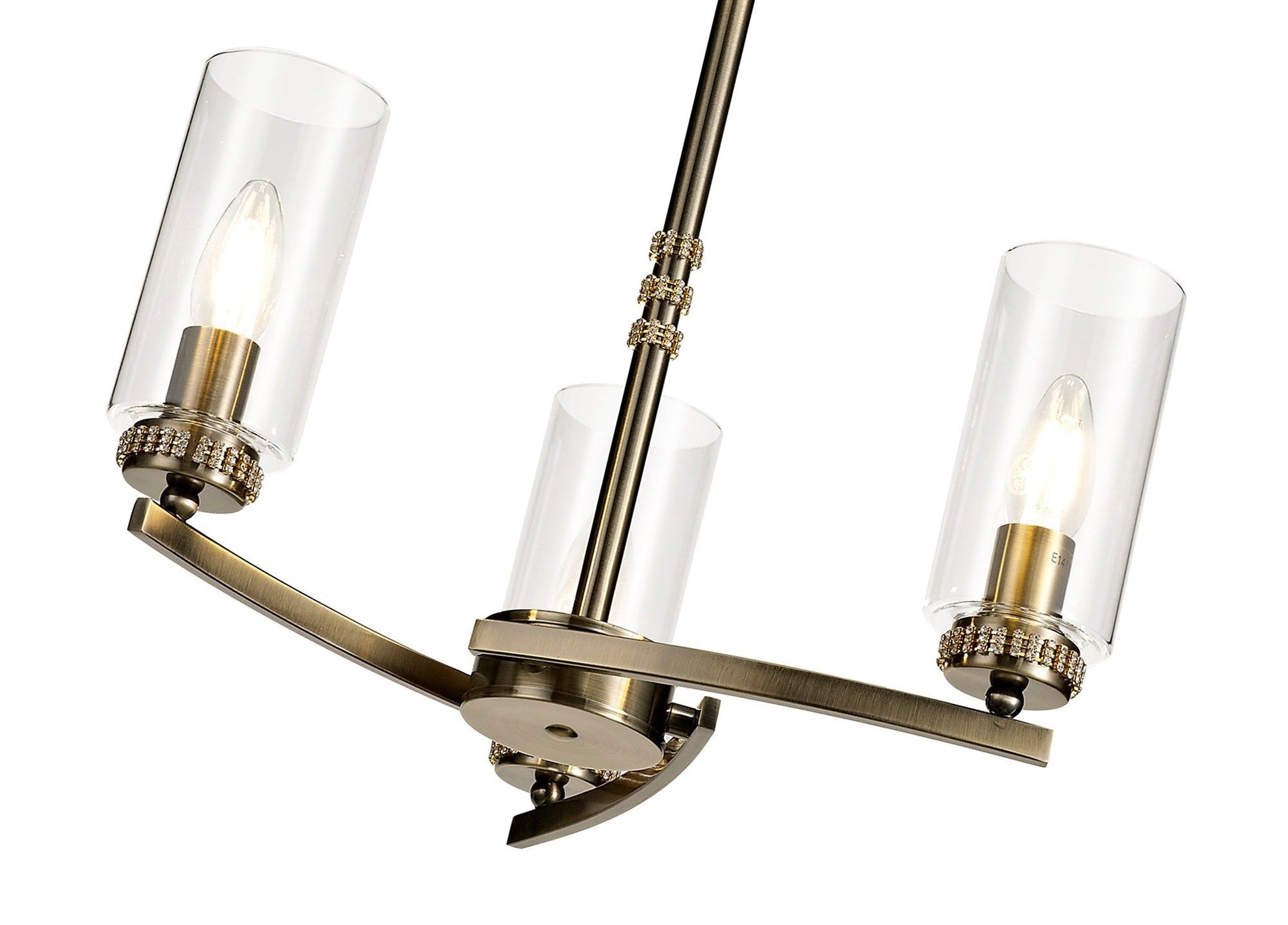 Deck Pendant/Semi Ceiling, 3 x E14, Antique Brass, Polished Gold, Polished Nickel