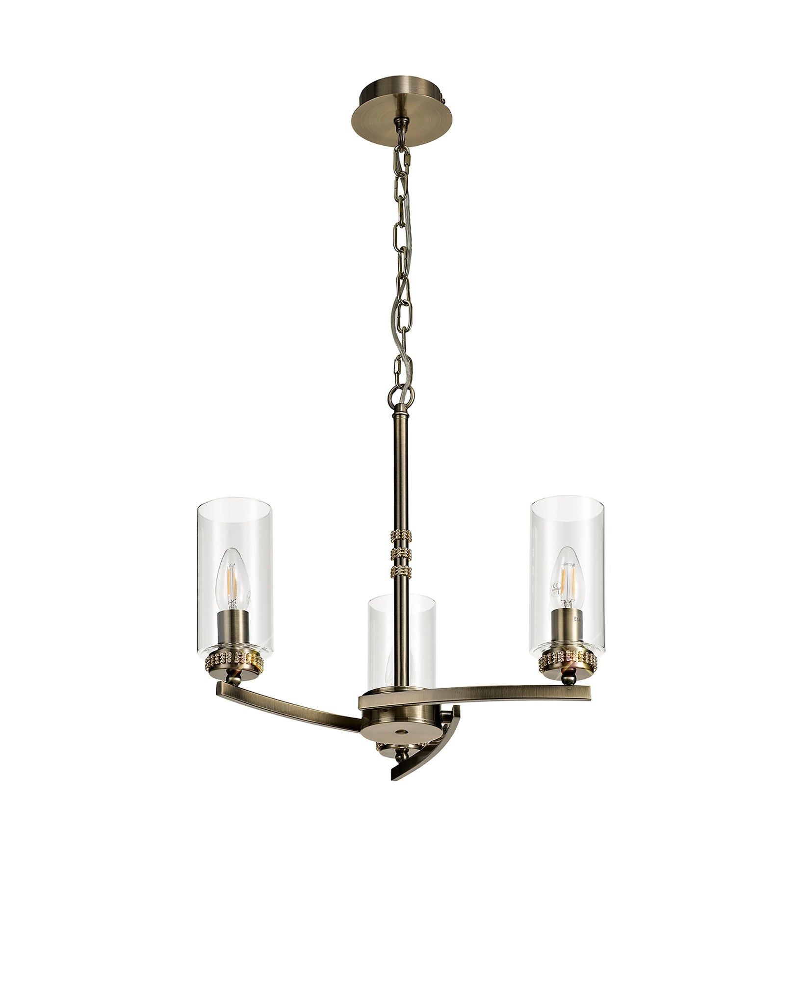 Deck Pendant/Semi Ceiling, 3 x E14, Antique Brass, Polished Gold, Polished Nickel