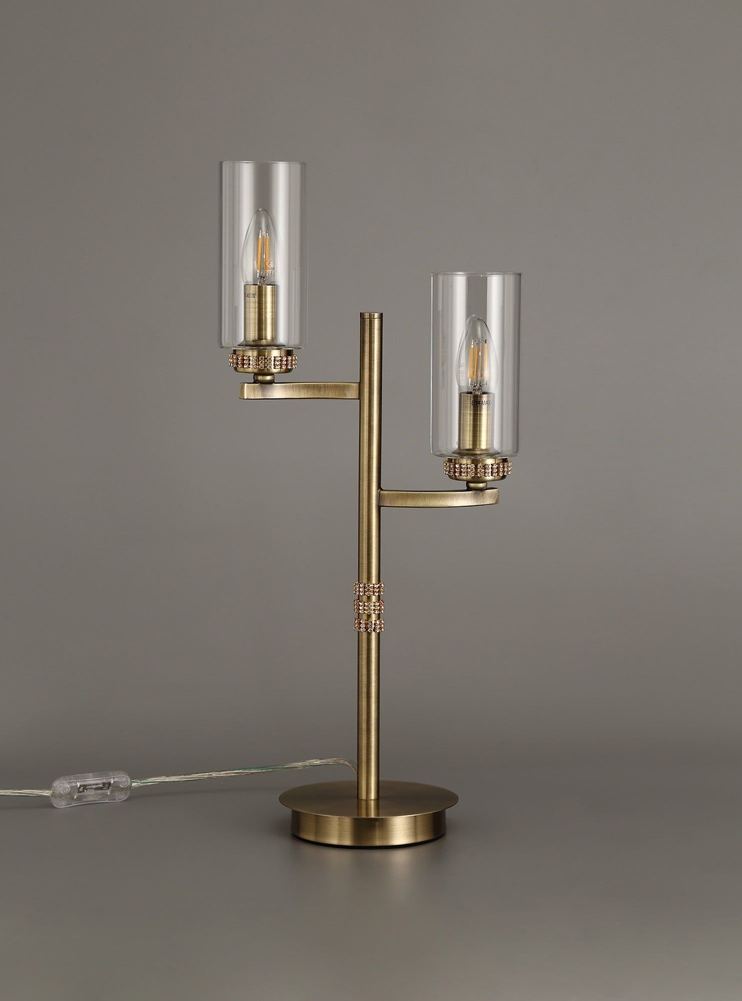 Deck Table Lamp, 2 x E14, Antique Brass, Polished Gold, Polished Nickel