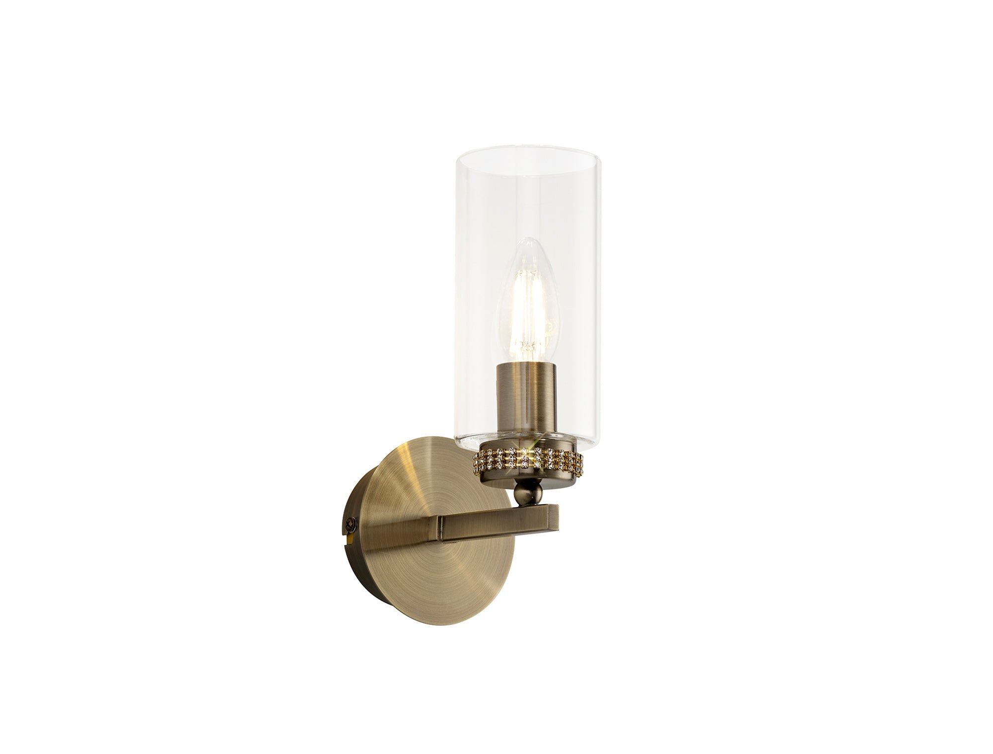 Deck Wall Lamp Switched, 1 x E14, Antique Brass