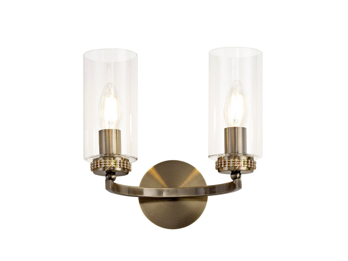 Deck Wall Lamp Switched, 2 x E14, Antique Brass, Polished Gold, Polished Nickel 