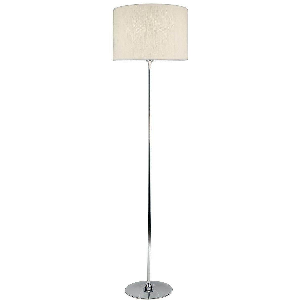 Dar Delta Floor Lamp Polished Chrome complete with Shade - Cusack Lighting