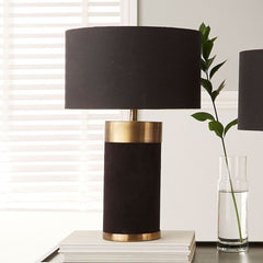 Dempsey Black Velvet and Antique Gold Metal Table Lamp - Cusack Lighting