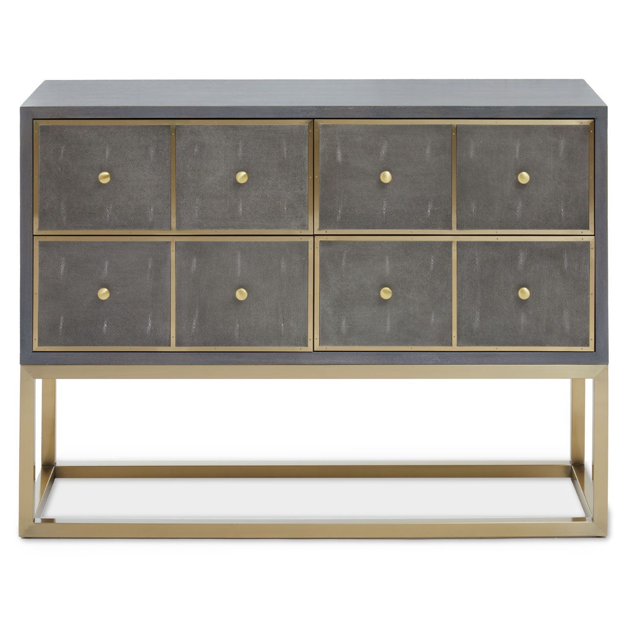Deskey Four Drawer Console Table - shagreen & Grey