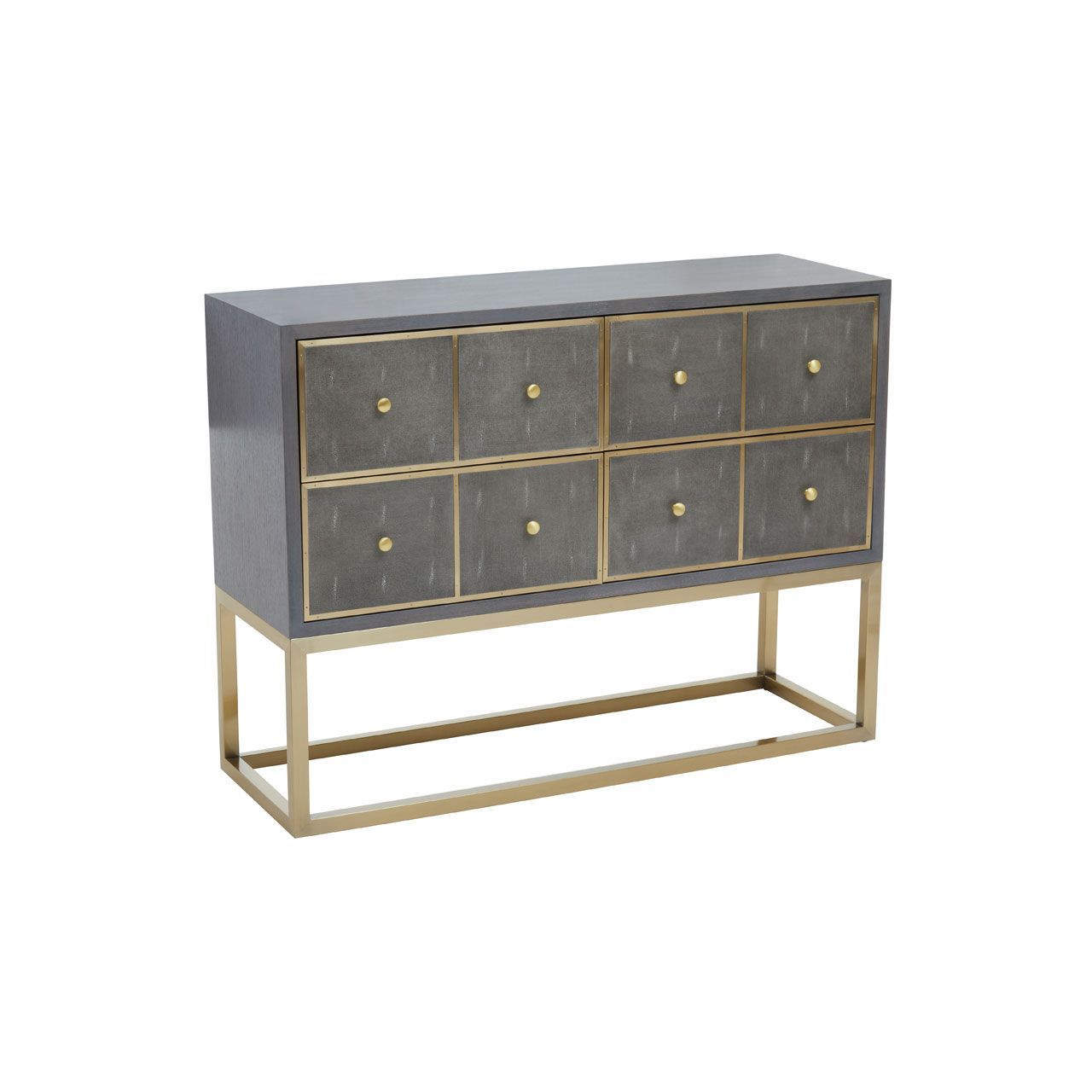 Deskey Four Drawer Console Table - shagreen & Grey